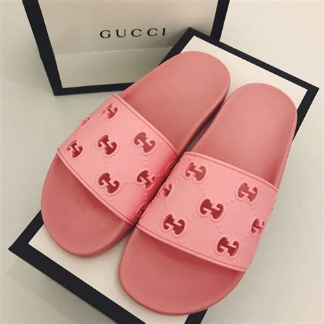 pink gucci slides|gucci slides pink fluffy.